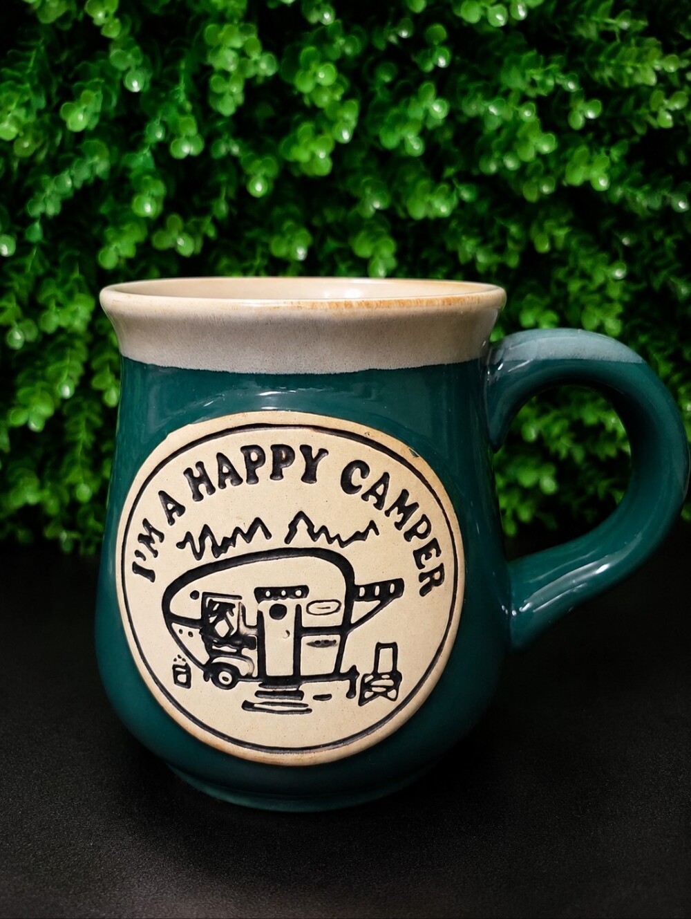 Teal "I'm a Happy Camper" Ceramic Coffee Mug - Home Dining